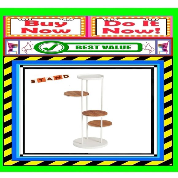 PLATFROM Tier PLANT STAND Iron & Wood➕🆒STAND Display ORGANIZER🟢💸BUY NOW‼️🟢
